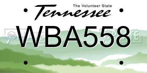 WBA558 Tennessee License Plate