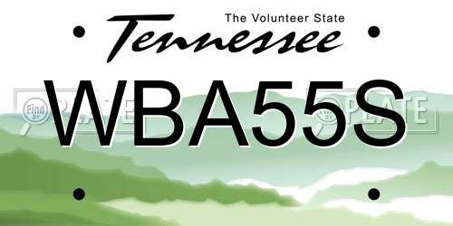 WBA55S Tennessee License Plate