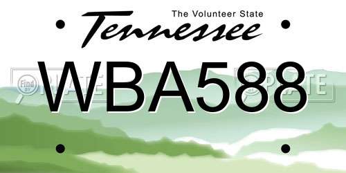 WBA588 Tennessee License Plate