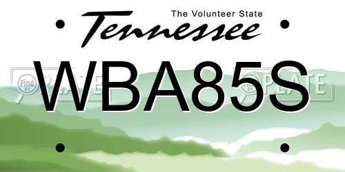WBA85S Tennessee License Plate