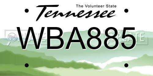 WBA885 Tennessee License Plate