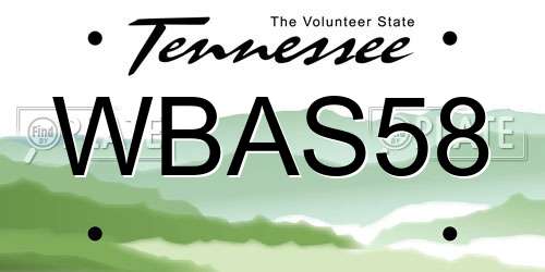 WBAS58 Tennessee License Plate