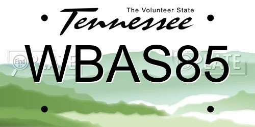 WBAS85 Tennessee License Plate