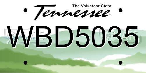 WBD5035 Tennessee License Plate