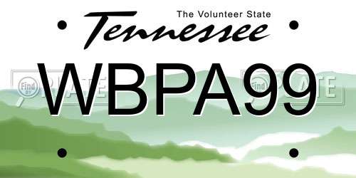 WBPA99 Tennessee License Plate