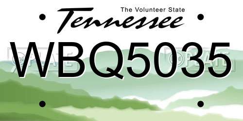 WBQ5035 Tennessee License Plate