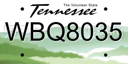 WBQ8035 Tennessee License Plate