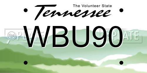 WBU90 Tennessee License Plate