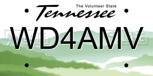 WD4AMV Tennessee License Plate