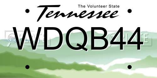 WDQB44 Tennessee License Plate