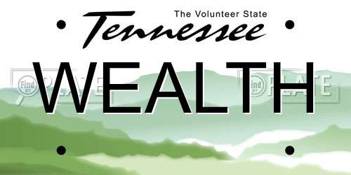 WEALTH Tennessee License Plate