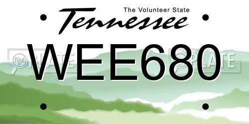 WEE680 Tennessee License Plate