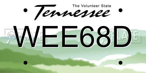 WEE68D Tennessee License Plate
