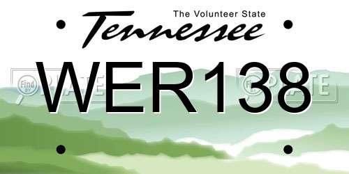 WER138 Tennessee License Plate