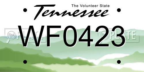 WF0423 Tennessee License Plate