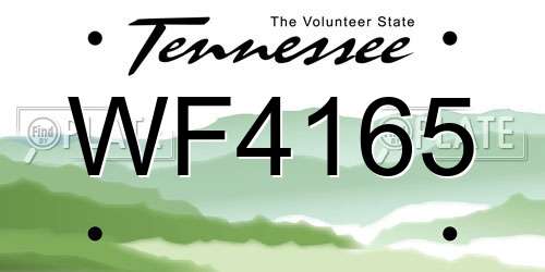 WF4165 Tennessee License Plate