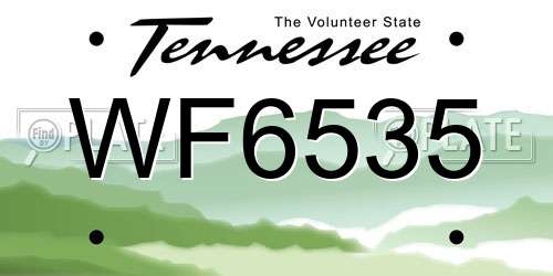 WF6535 Tennessee License Plate