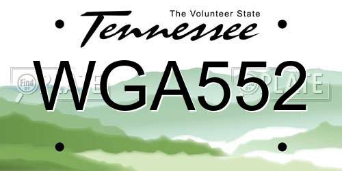 WGA552 Tennessee License Plate
