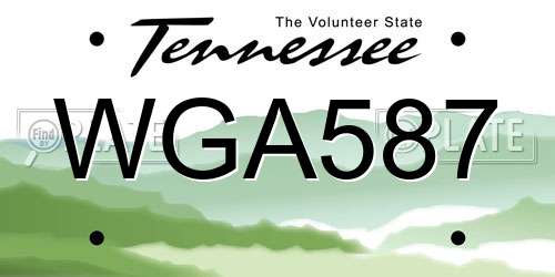 WGA587 Tennessee License Plate