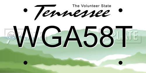 WGA58T Tennessee License Plate