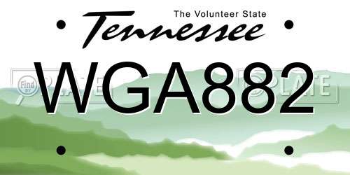WGA882 Tennessee License Plate