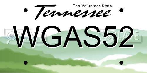 WGAS52 Tennessee License Plate