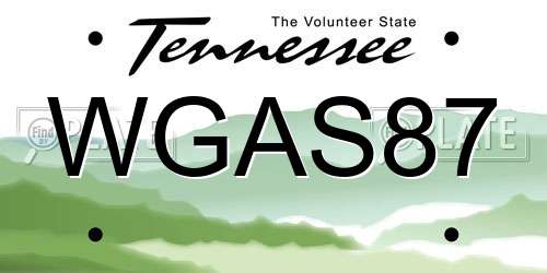 WGAS87 Tennessee License Plate
