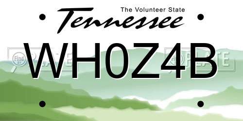 WH0Z4B Tennessee License Plate