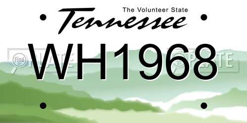 WH1968 Tennessee License Plate