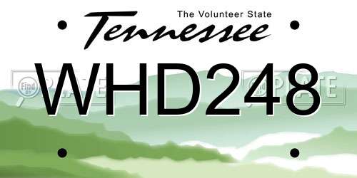 WHD248 Tennessee License Plate