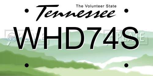 WHD74S Tennessee License Plate