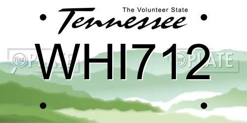 WHI712 Tennessee License Plate