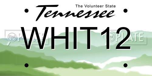 WHIT12 Tennessee License Plate