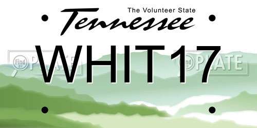WHIT17 Tennessee License Plate