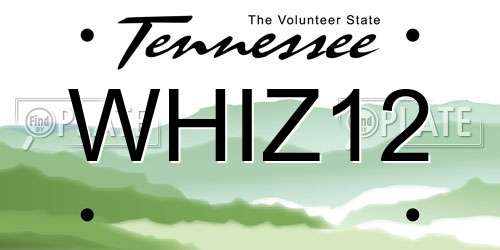 WHIZ12 Tennessee License Plate