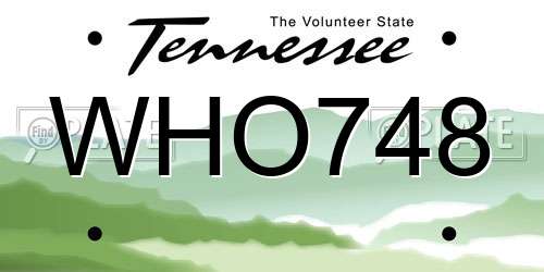 WHO748 Tennessee License Plate