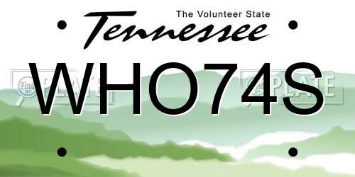WHO74S Tennessee License Plate