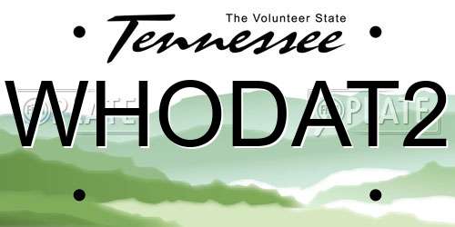 WHODAT2 Tennessee License Plate