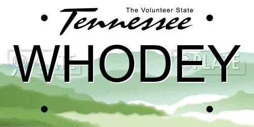 WHODEY Tennessee License Plate