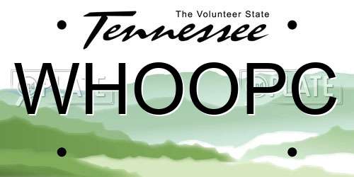 WHOOPC Tennessee License Plate