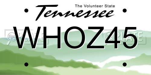 WHOZ45 Tennessee License Plate