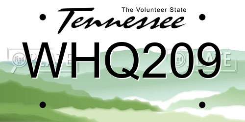 WHQ209 Tennessee License Plate