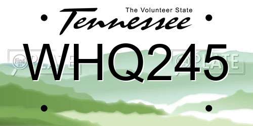 WHQ245 Tennessee License Plate