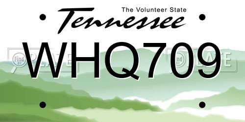 WHQ709 Tennessee License Plate