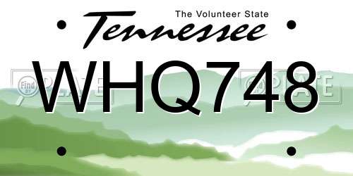 WHQ748 Tennessee License Plate
