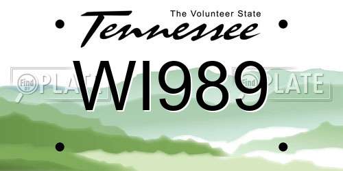 WI989 Tennessee License Plate