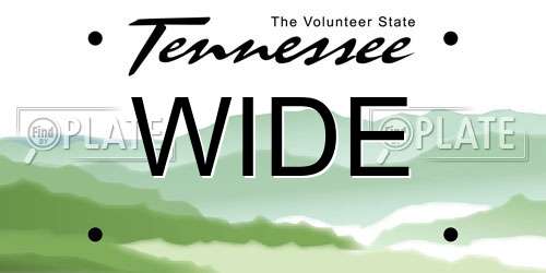 WIDE Tennessee License Plate