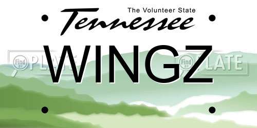 WINGZ Tennessee License Plate
