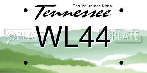 WL44 Tennessee License Plate