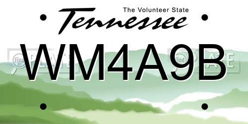 WM4A9B Tennessee License Plate